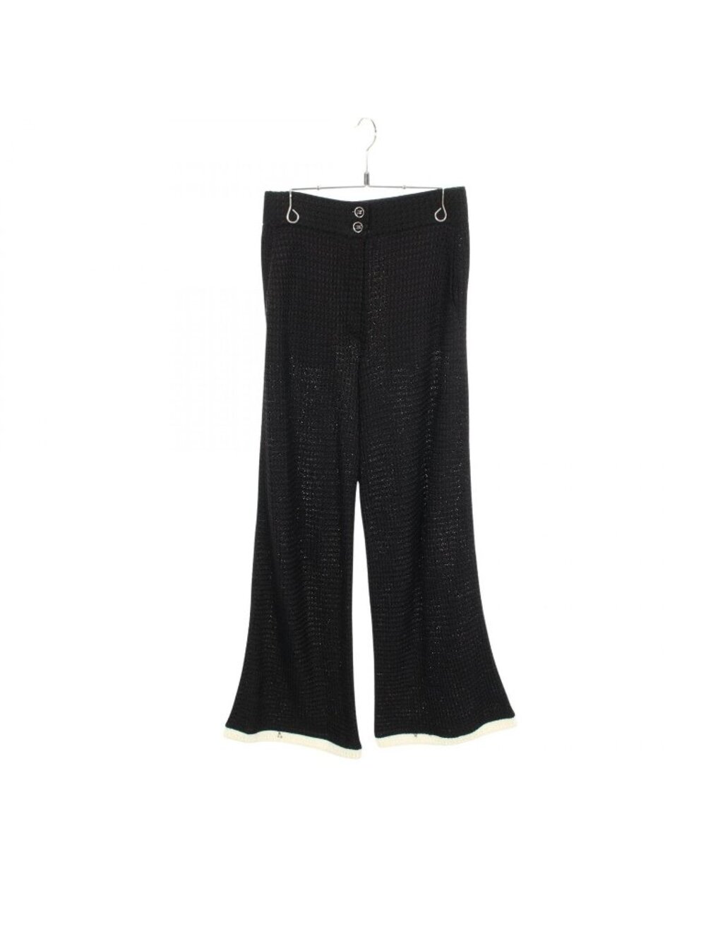 Chanel Pants CC Logo Button Knit Rayon Cotton - Picture 1 of 9